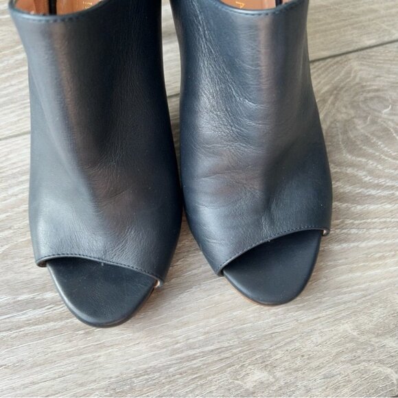 Pedro Miralles Navy Smooth Leather Open Toe Heeled Bootie Made in Spain - Picture 5 of 14